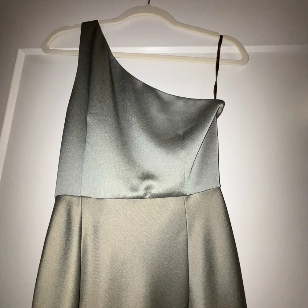 BHLDN One Shoulder Olive Dress - Picture 4 of 11